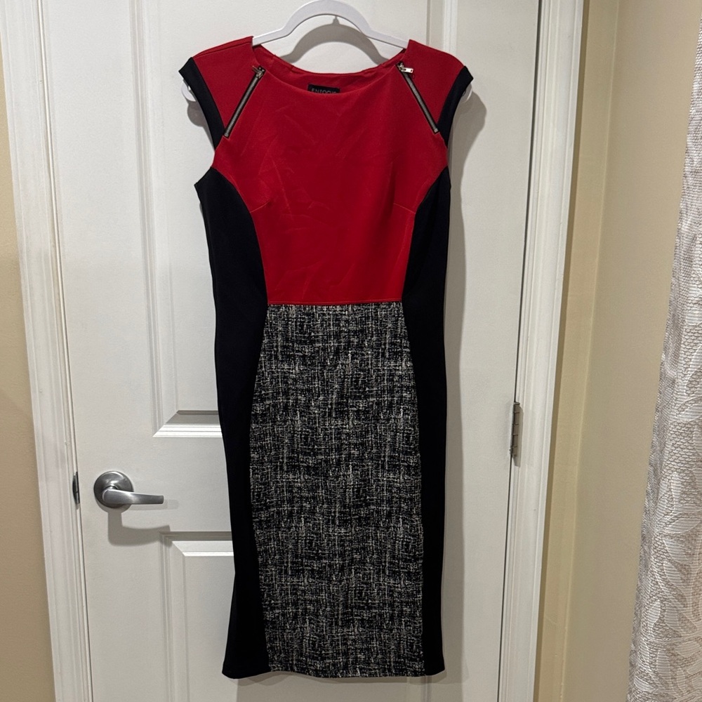 Enfocus Studio Red and Black Midi Dress